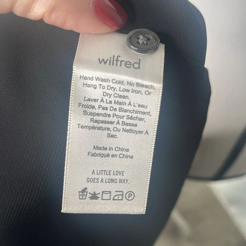 Aritzia Wilfred Ninette Crepe Faux Wrap Mini Dress Ruffles Black NWT Sz XS